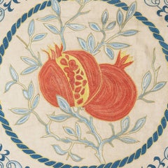 20"x20" 100% Silk Cushion Cover. Pomegranate Design Embroidered Toss Pillow