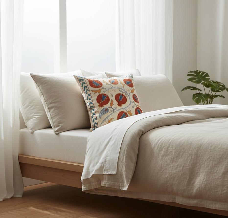 Nouvelle housse de coussin 100% soie brodée à la main - Art textile ouzbek authentique

Rehaussez votre décoration intérieure avec cette exquise housse de coussin Suzani brodée à la main, fabriquée à partir de 100 % de soie pure par des artisans