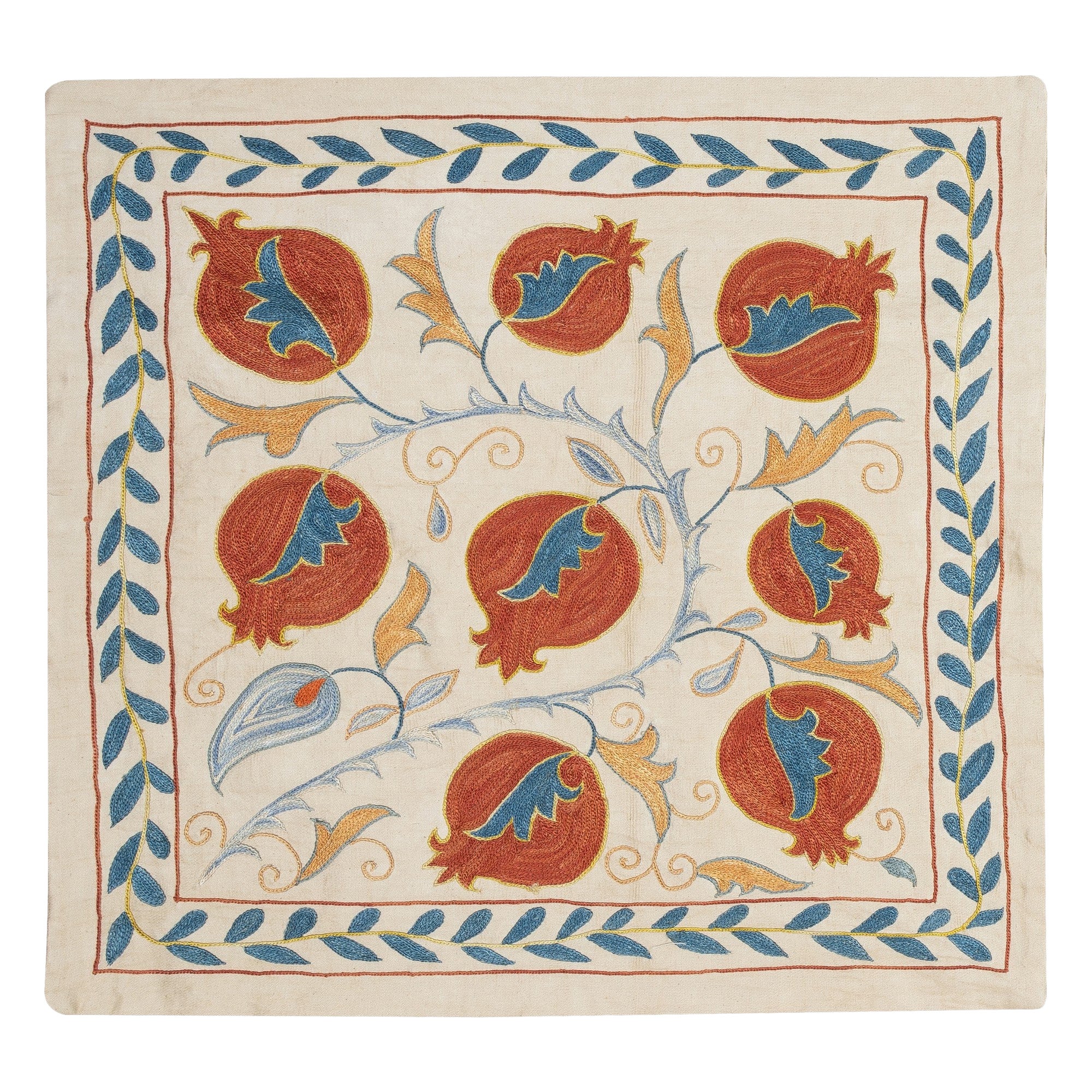 20 "x20" Housse de coussin 100% soie. Coussin jetable brodé Pomegranate Tree Design