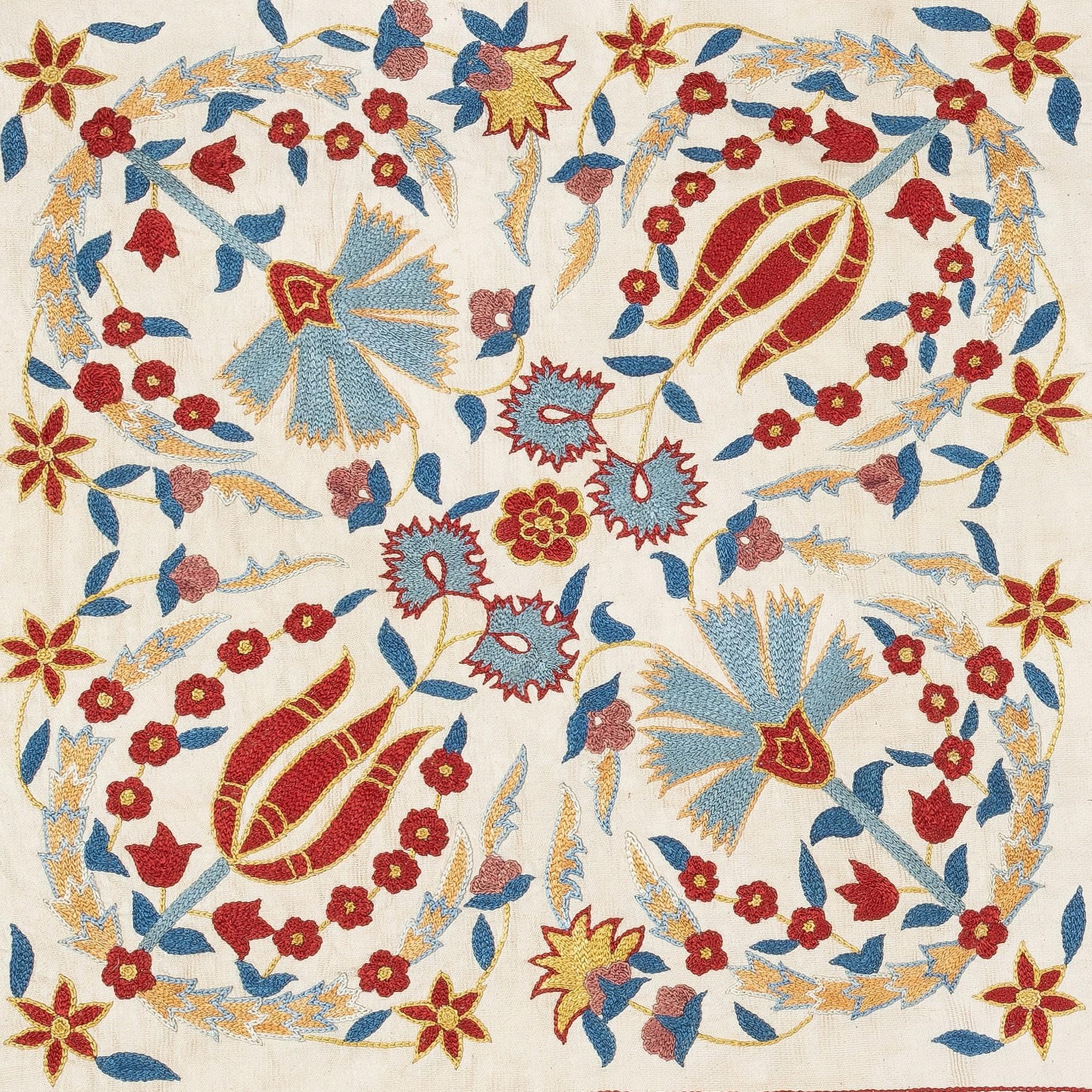 Nuovo copricuscino ricamato a mano in 100% seta - autentica arte tessile uzbeka

Eleva l'arredamento della tua casa con questo raffinato copricuscino Suzani ricamato a mano, realizzato al 100% in pura seta da abili artigiani dell'Uzbekistan.