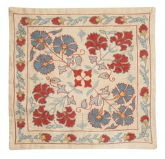 Funda de cojín bordada en seda 100% de 20 "x20". Nuevo cojín. Cojín moderno de encaje