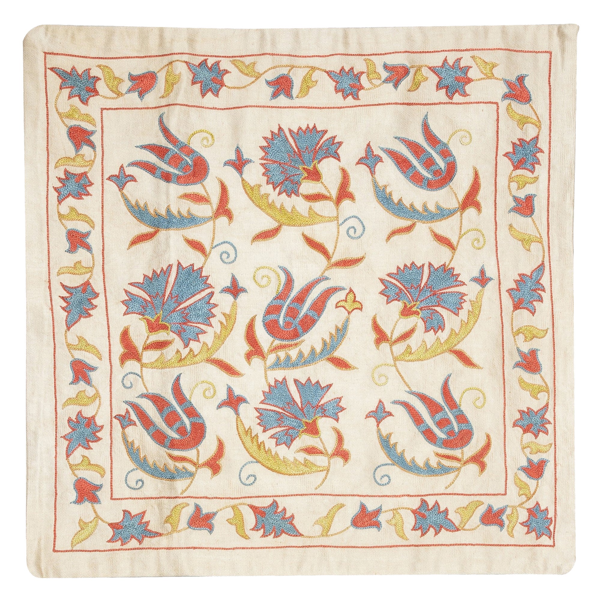 20 "x20" Housse de coussin brodée 100% soie. New Toss Pillow. Oreiller en dentelle Modernity