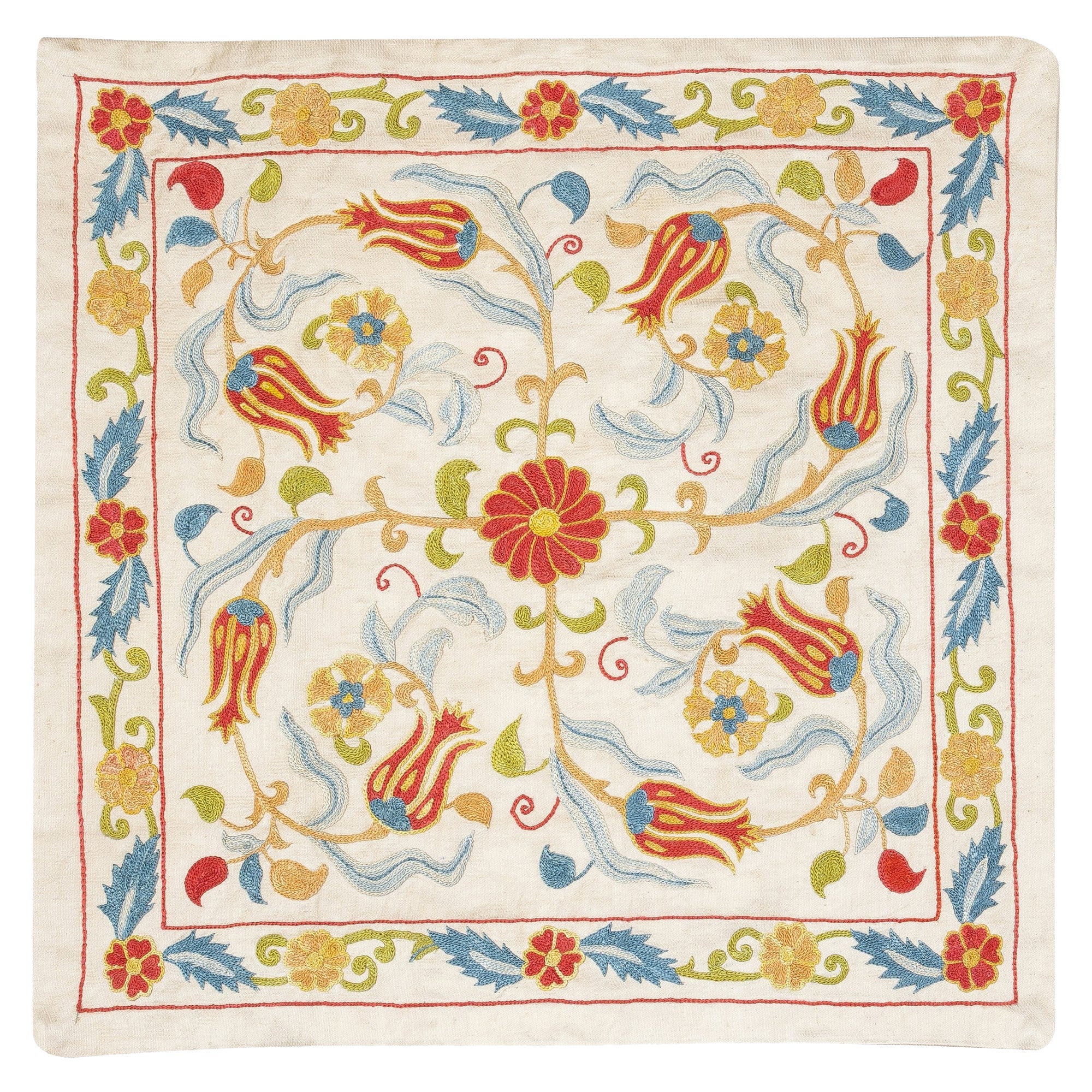 20 "x20" Housse de coussin brodée 100% soie. New Toss Pillow. Oreiller en dentelle Modernity
