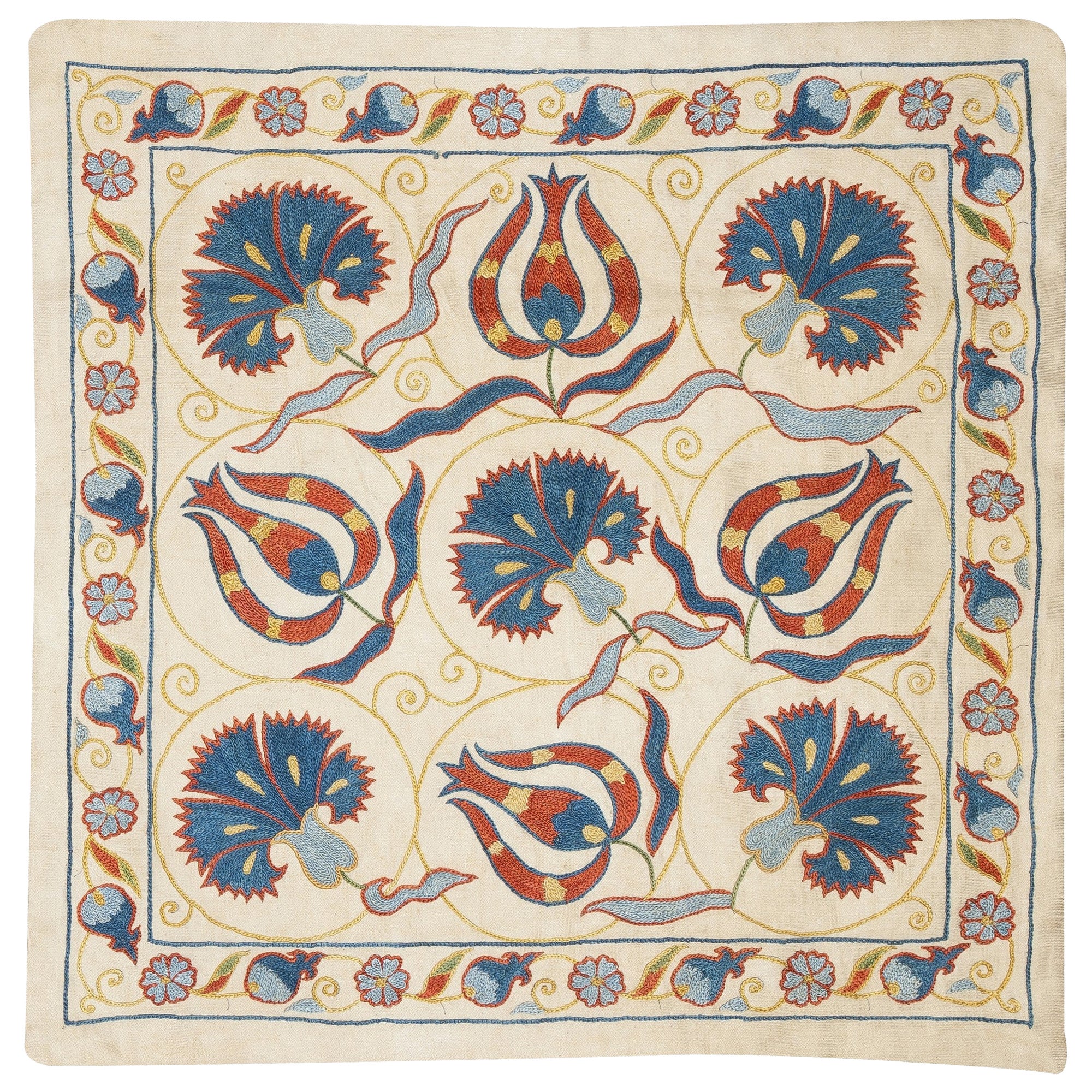 20 "x20" Housse de coussin brodée 100% soie. New Toss Pillow. Oreiller en dentelle Modernity