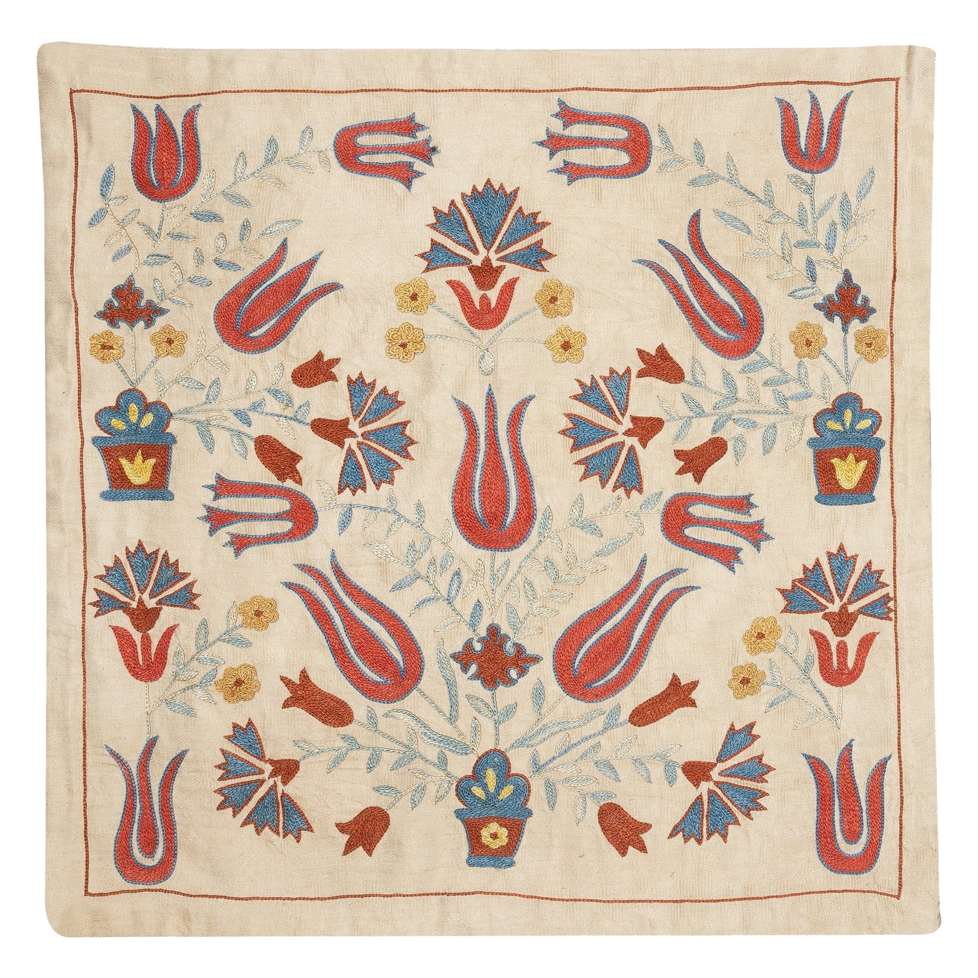 20 "x20" Housse de coussin brodée 100% soie. New Toss Pillow. Oreiller en dentelle Modernity