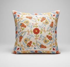 20 "x20" Housse de coussin brodée 100% soie. New Toss Pillow. Oreiller en dentelle Modernity