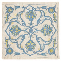 20"x20" 100% Silk Pillow Cover. Embroidered Throw Cushion. Handmade Lace Pillow