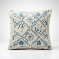 Funda de cojín bordada totalmente en seda de 20 "x20". Funda de almohada hecha a mano. Nuevo cojín