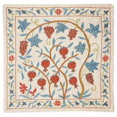 Housse de coussin en soie brodée 20 "x20". Taie d'oreiller faite à la main. New Toss Pillow