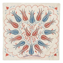 Housse de coussin en soie brodée 20 "x20". Taie d'oreiller faite à la main. New Toss Pillow