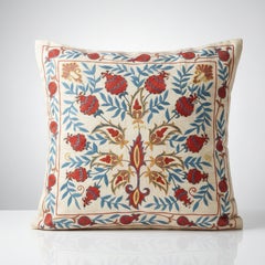 20"x20" All Silk Embroidered Cushion Cover. Handmade Pillowcase. New Toss Pillow