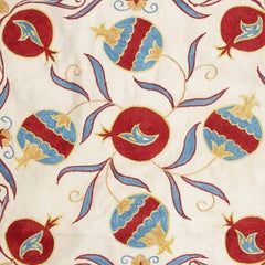 20"x20" All Silk Embroidered Throw Pillow. Pomegranate Patterned Cushion Cover