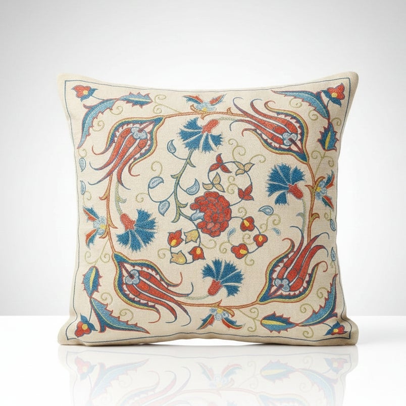 20"x20" Bestickter 100% Seidenkissenbezug mit Kissenbezug. Wohnkultur. Handgefertigter Kopfkissenbezug