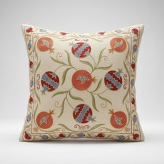 20"x20" Embroidered 100% Silk Cushion Cover. Home Decor. Handmade Pillowcase