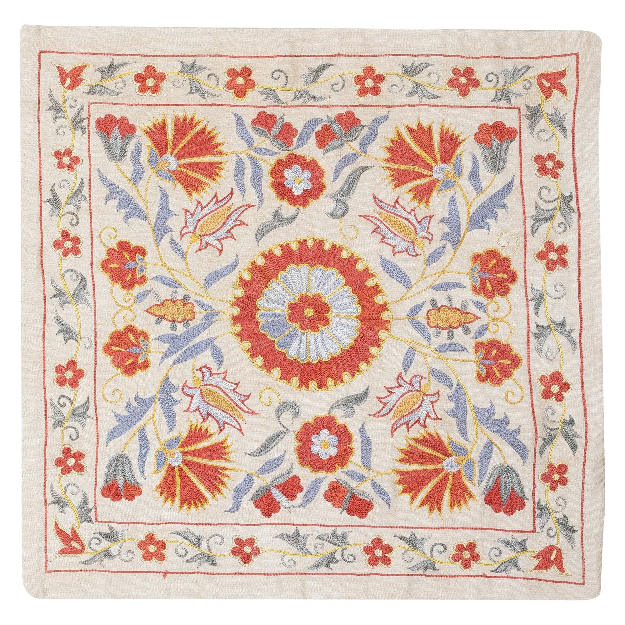 Housse de coussin 100 % soie brodée 20 "x20". New Lace Pillow. Oreiller Modernity