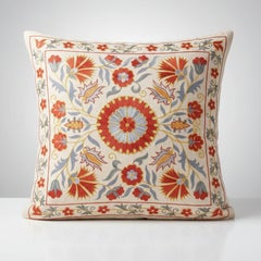 20"x20" Embroidered 100% Silk Cushion Cover. New Lace Pillow. Traditional Pillow