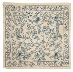 20"x20" Embroidered 100% Silk Cushion. Luxury Pillow Cover. Handmade Toss Pillow