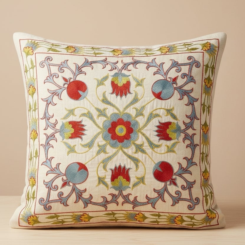 20"x20" Embroidered Pillow Cover. Boho
Chic Home Decor. All Silk Cushion Cover