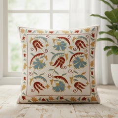 Housse d
oreiller brodée 20 "x20". Décoration intérieure Boho 
Chic. Housse de coussin tout en soie