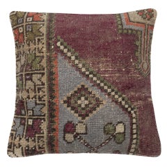 20"x20" Hand-knotted Wool Rug Cushion Cover. Vintage Throw Pillow. Home Gift