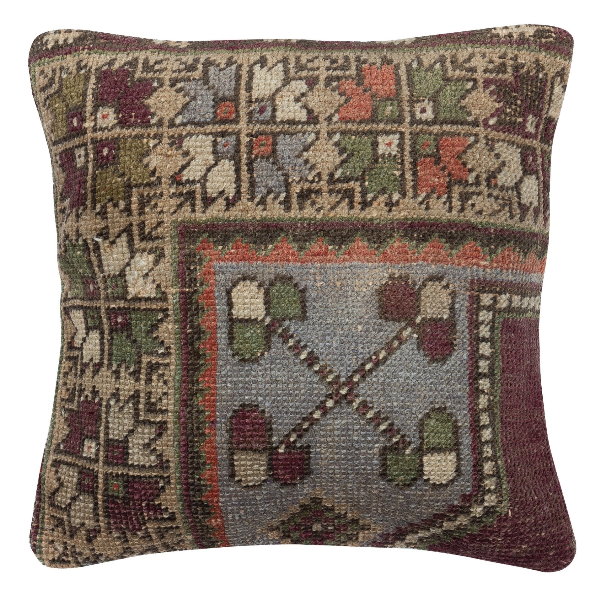 20 "x20" Tapis de laine noué à la main Housse de coussin. Coussin vintage. Cadeau d
accueil