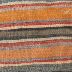 20"x20" Handwoven Kilim Cushion Cover. Vintage Pillowcase. Striped Accent Pillow
