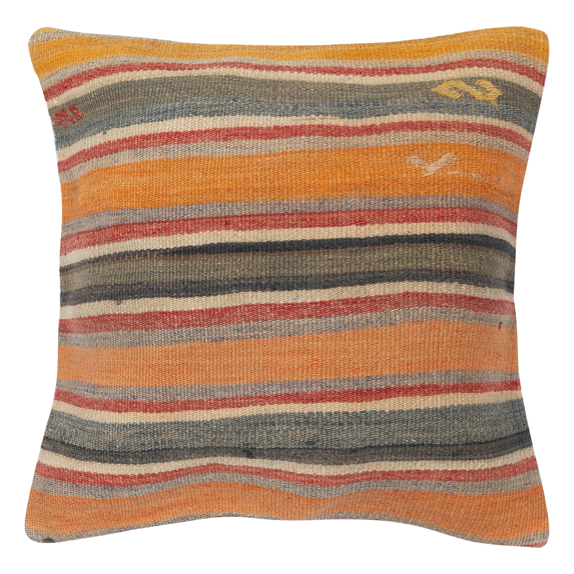 Copricuscino Kilim intrecciato a mano 20 "x20". Federa vintage. Cuscino d
accento a righe