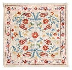 20"x20" Modern 100% Silk Embroidered Pillow Cover. Handmade Cushion Cover