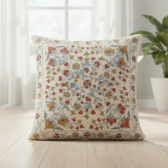 20"x20" Modern Cushion Cover. 100% Silk Lace Pillow. Hand Embroidered Pillowcase