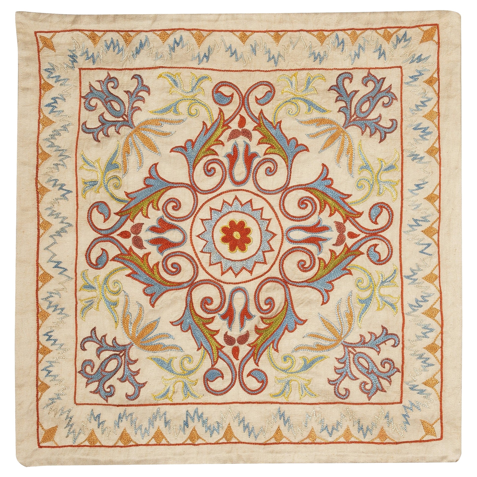 Cojín moderno 20 "x20". Funda de cojín 100% seda. Funda de almohada bordada
