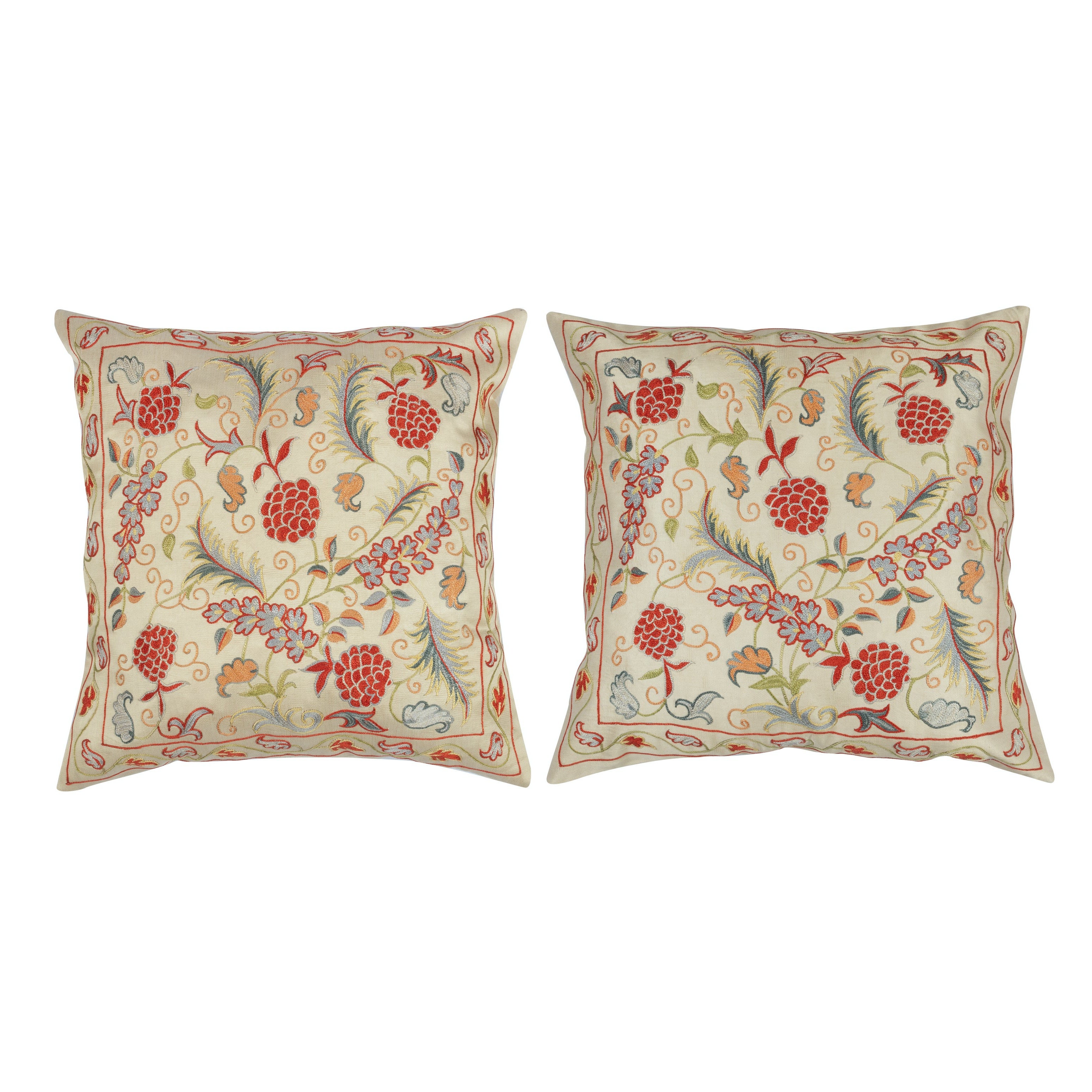 20 "x20" CONJUNTO DE 2 - Fundas de almohada 100% seda. Fundas de cojín bordadas en venta