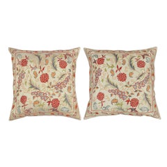 20 "x20" SET OF 2 - 100% Seide Akzent Kissenbezüge. Bestickte Kissenbezüge