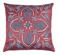 20"x20" SET OF 2 - 100% Silk Cushion Covers. Embroidered Accent Pillows