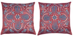20"x20" SET OF 2 - 100% Silk Cushion Covers. Embroidered Accent Pillows