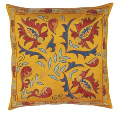 20"x20" SET OF 2 - Embroidered 100% Silk Cushion Covers. Handmade Accent Pillows