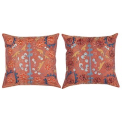 20"x20" SET OF 2 - Embroidered 100% Silk Cushion Covers. Handmade Accent Pillows