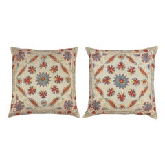 20"x20" SET OF 2 - Embroidered 100% Silk Cushion Covers. Handmade Accent Pillows