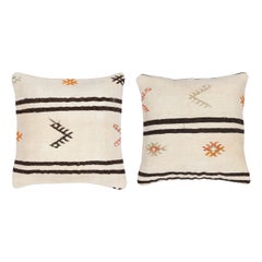 20"x20" SET OF 2 - Hand-Woven Hemp Kilim Cushion Covers. Vintage Throw Pillows