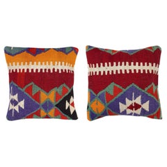 20"x20" SET OF 2 - Hand-Woven Kilim Cushion Covers. A pair of Lace Pillow Covers