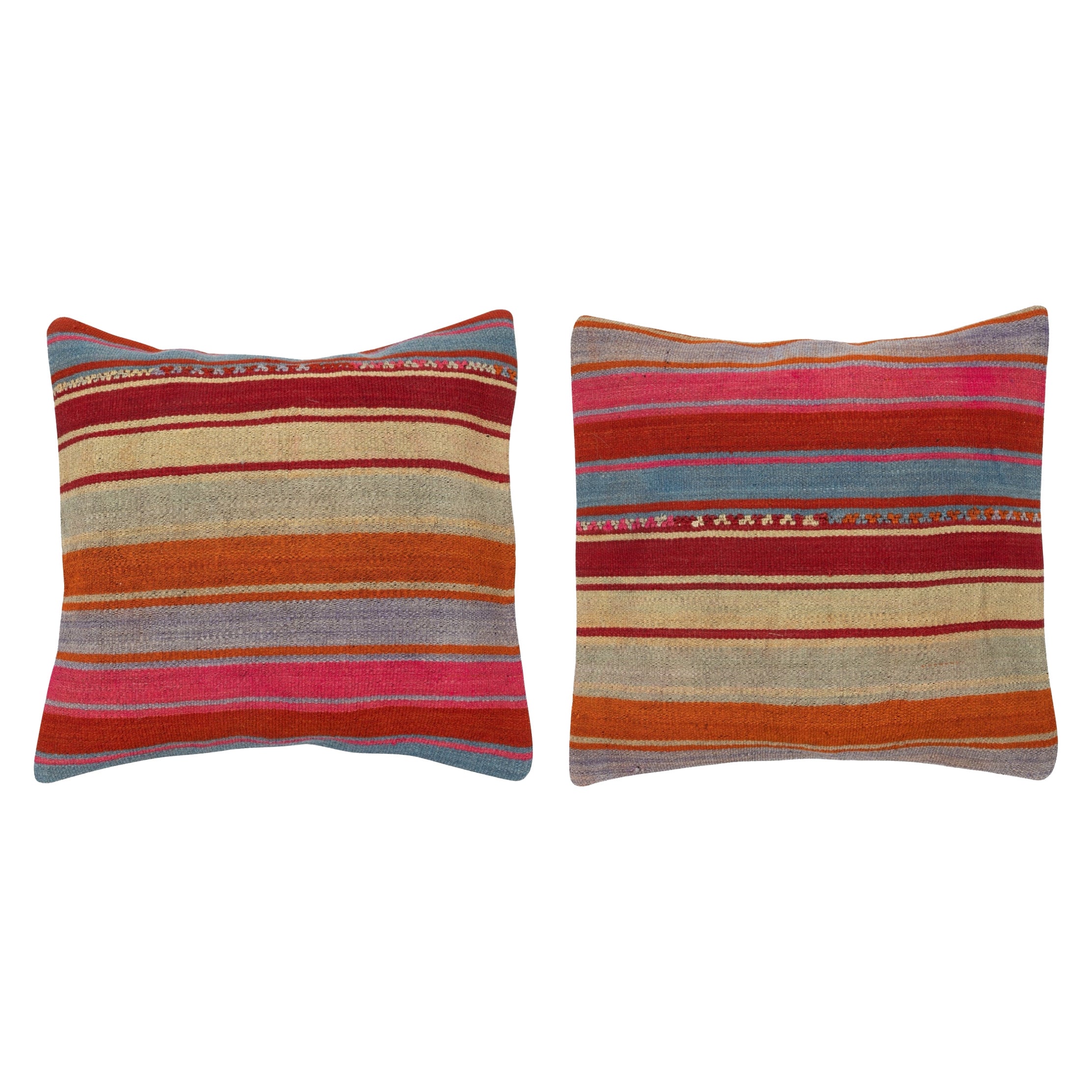 20"x20" SET OF 2 - Hand-Woven Kilim Cushion Covers. A pair of Lace Pillow Covers