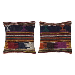 20 "x20" SET DI 2 - Copricuscini Kilim tessuti a mano. Una coppia di copricuscini in pizzo