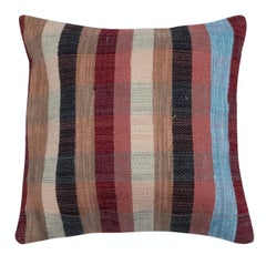20"x20" SET OF 2 - Handmade Striped Kilim Cushion Covers. Vintage Throw Pillows