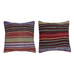20"x20" SET OF 2 - Handmade Wool Kilim Cushion Covers. A pair of Accent Pillows