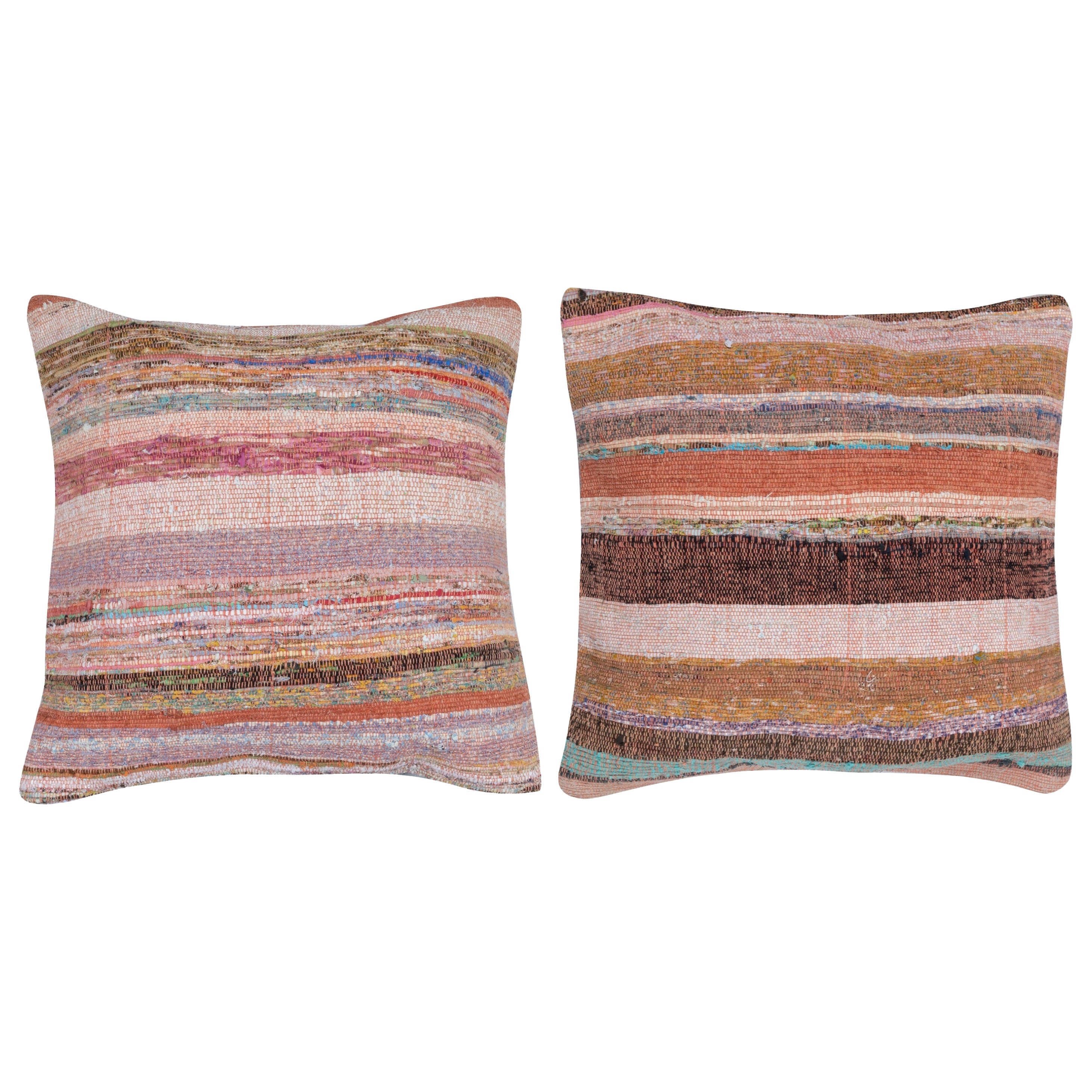 20 "x20" JUEGO DE 2 - Fundas de cojín tejidas a mano Kilim. Cojines Vintage de Algodón