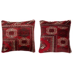 20"x20" SET OF 2 - Rug Cushion Covers. Wool Pillowcases. Vintage Accent Pillows