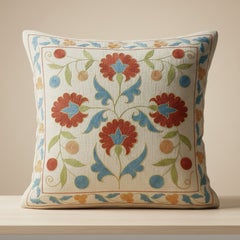 20"x20" Silk Cushion Cover. Embroidered Pillow. New Throw Pillow. Accent Pillow