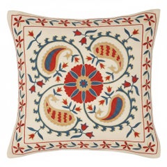 Funda de cojín 100% seda de 20 "x21". Almohada decorativa bordada. Cojín decorativo de lujo