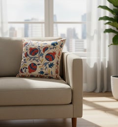 20"x21" 100% Silk Cushion Cover. Embroidered Accent Pillow. New Lace Pillow