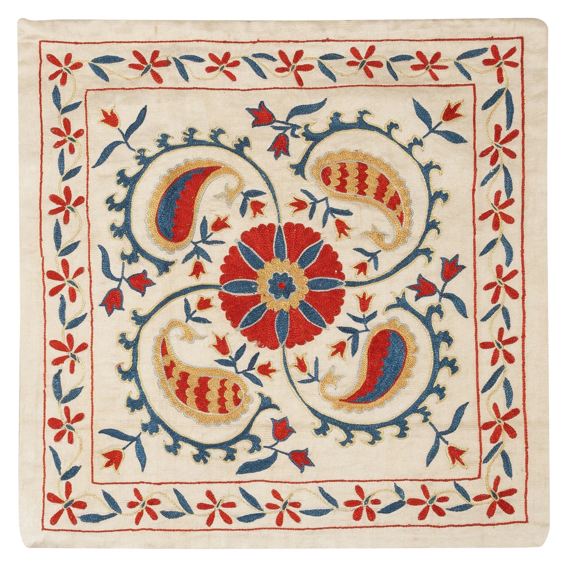20 "x21" Copricuscino in 100% seta. Federa ricamata a mano. Cuscino di lusso in pizzo
