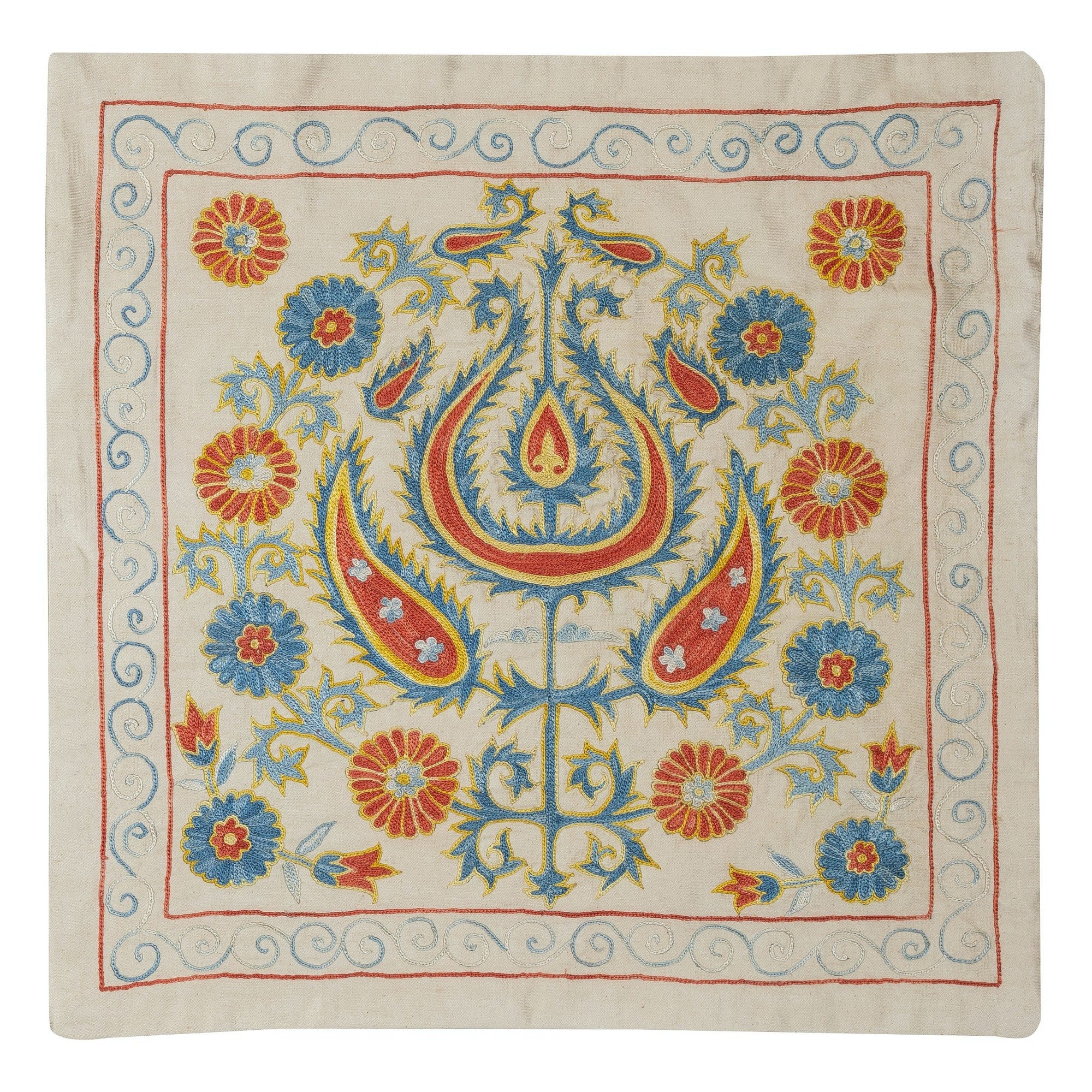 20 "x21" Housse de coussin 100% soie. Taie d'oreiller brodée à la main. Oreiller en dentelle Modernity en vente